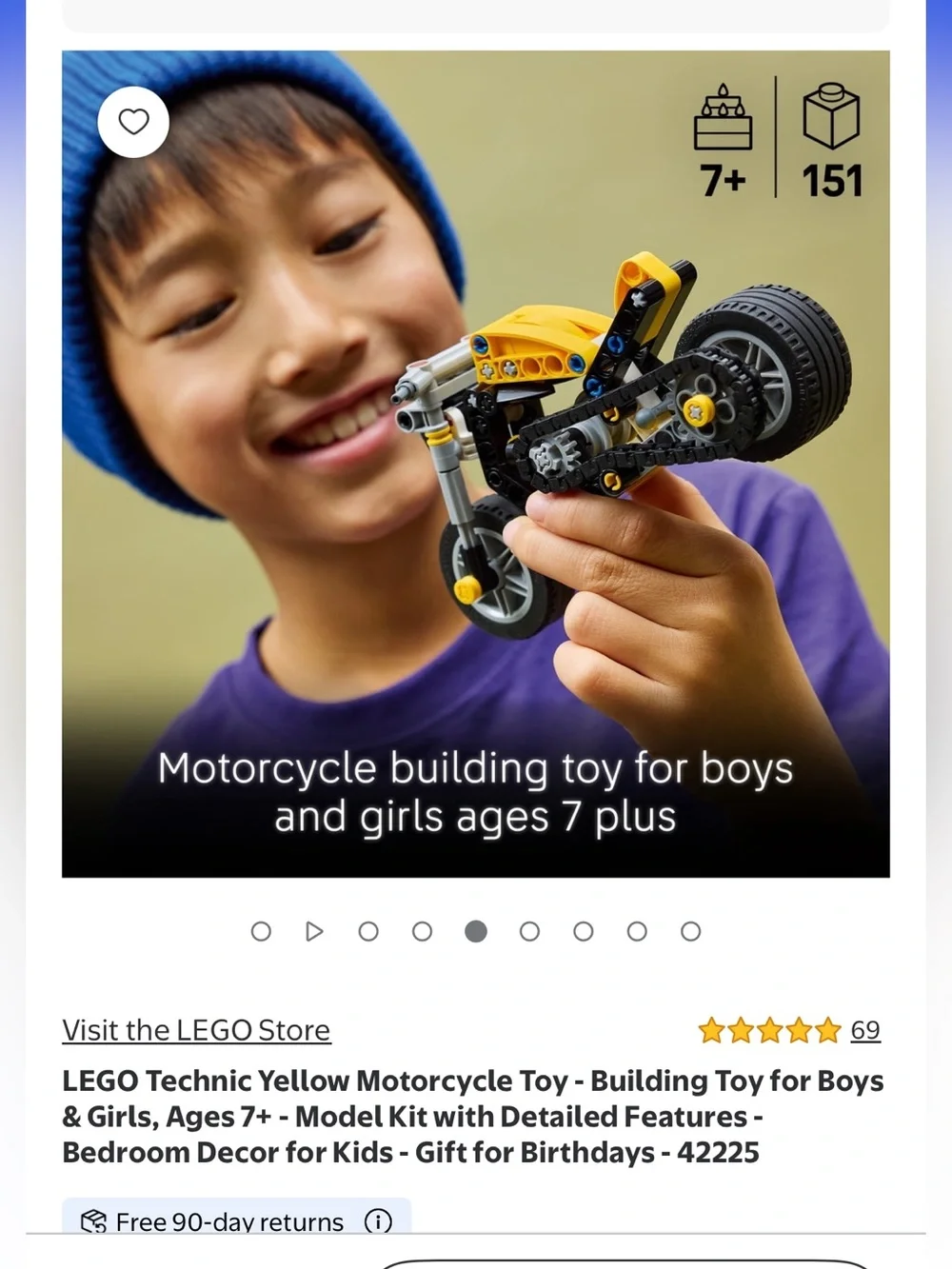 Lego Technic Yellow and Gray Motorcycle Model 42225 COLLECTIBLES